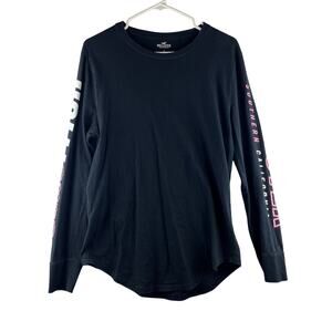 American Eagle Hollister Women Small Long Sleeve Tee Spellout Lounge Y2K Lot of2